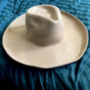 Tan felt wide brim hat